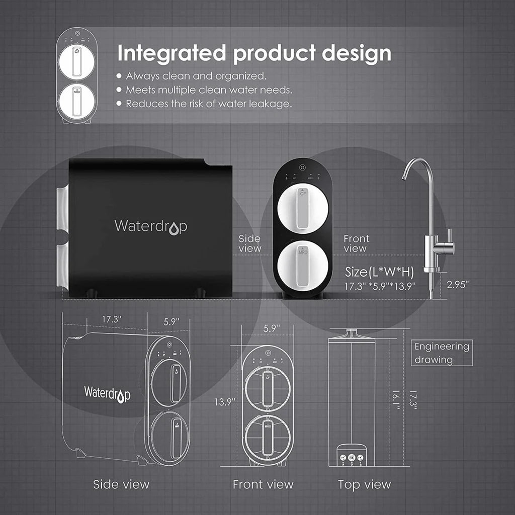 Waterdrop Reverse Osmosis Tankless Water Filter - G2 RO Undersink Series - WD-G2-B