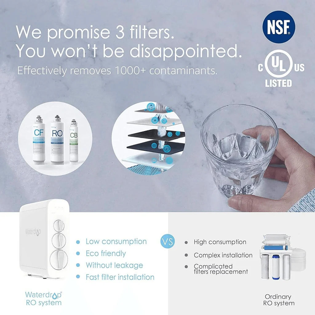 Waterdrop Reverse Osmosis Water Filtration System - G3 RO Tankless Series - WD-G3-W